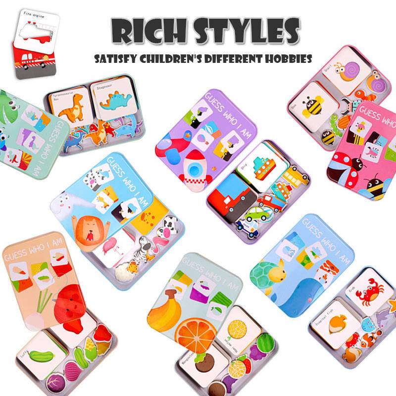 Kids jigsaw toys 0-2 year early learning educational toys easy elementary wood jigsaw toy Matching dinosaur animal fruit