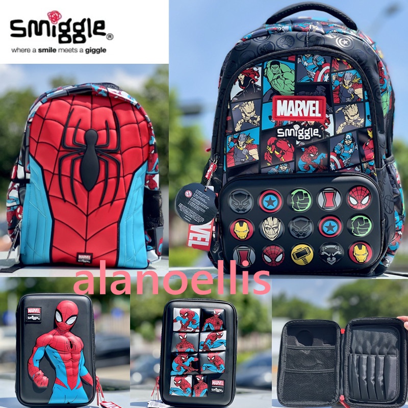 Smiggle backpack Marvel Classic Backpack Marvel Spider-Man Junior Hoodie Backpack 3-6 school bag Purple backpack