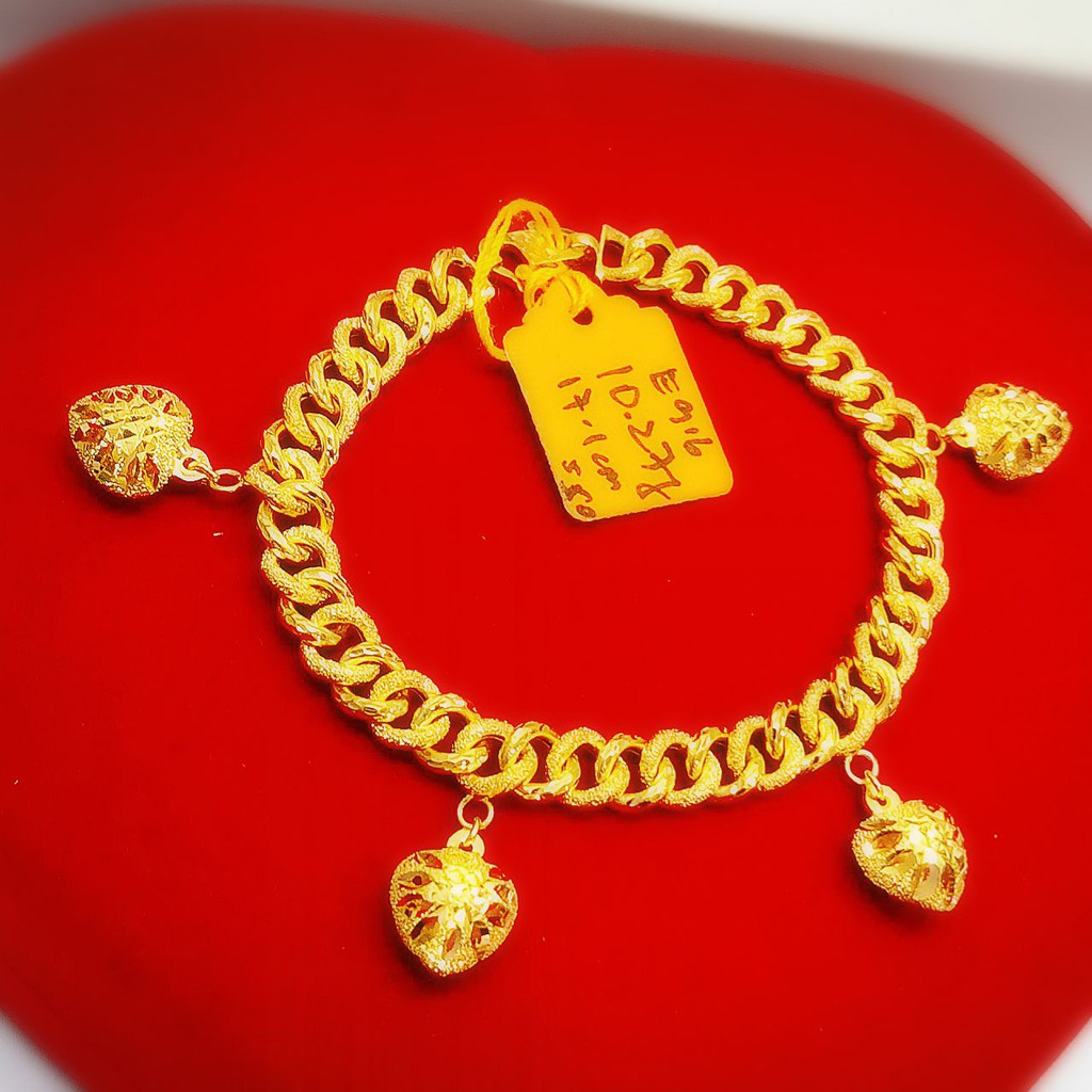 Laela Rantai Tangan Gajah Pasir Gantung Love Emas Tulen 916 Gold