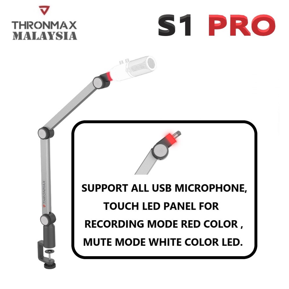 THRONMAX S1 PRO Caster Boom Stand Touch LED Panel ClampOn Boom Stand