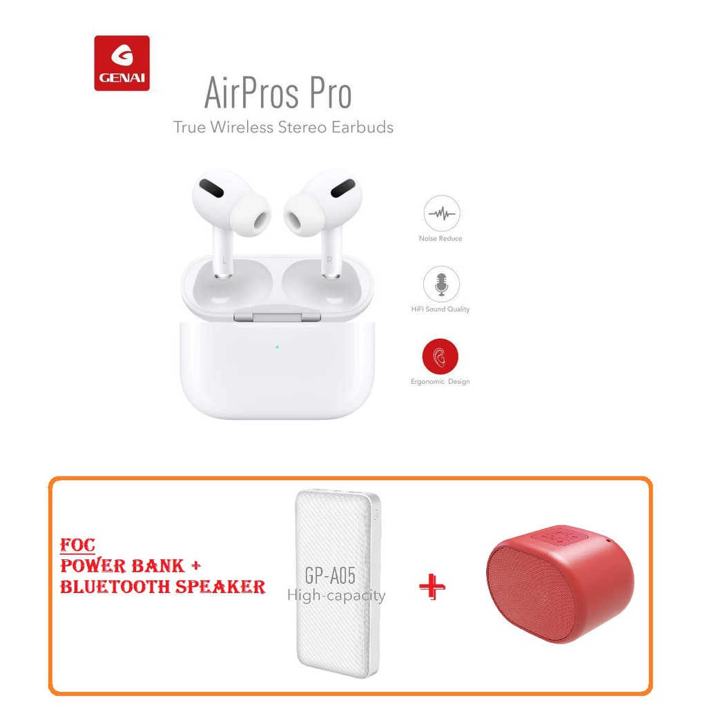 Foc Power Bank Genai Airpros Pro True Wireless Stereo Bluetooth Earbuds Touch Control Hifi Sound Earphones Noise Reduce Shopee Malaysia