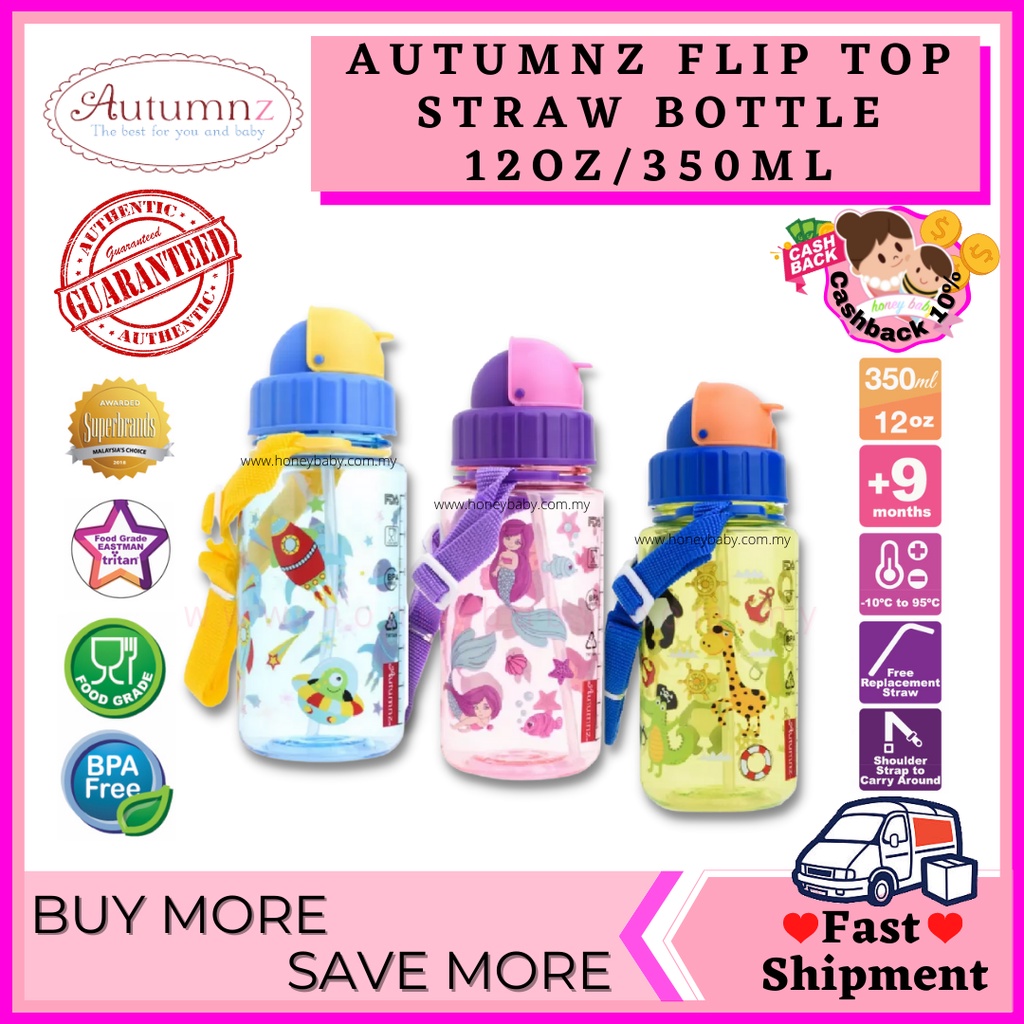 AUTUMNZ - Flip Top Straw Bottle 350ml /12oz | Shopee Malaysia