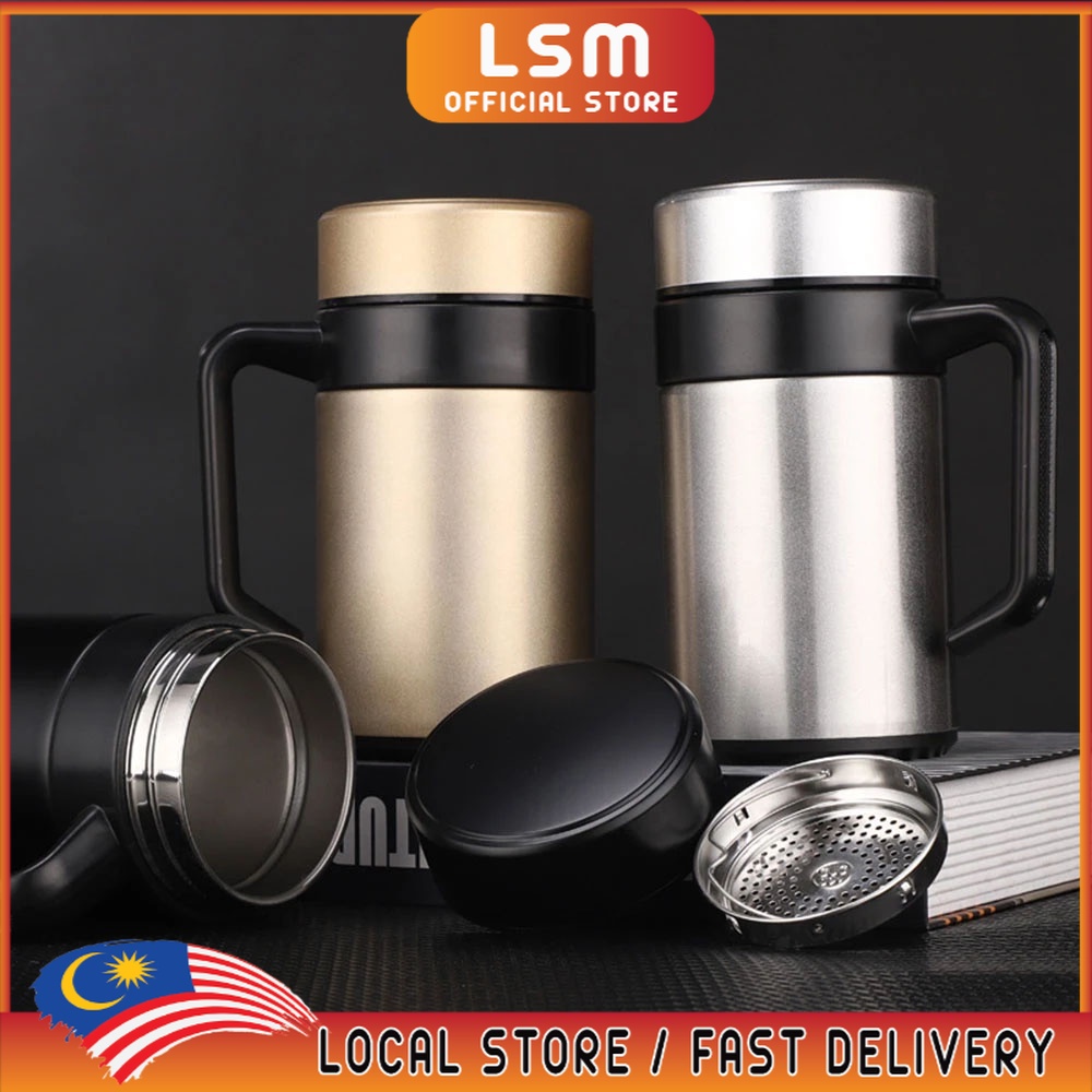 LSM 400ml 304 Stainless Steel Thermos Mugs Tea Office Cup With Handle