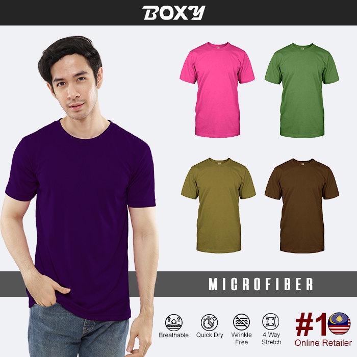 BOXY Microfiber Round Neck T-Shirt for Unisex Men's and Women's - Khaki ...