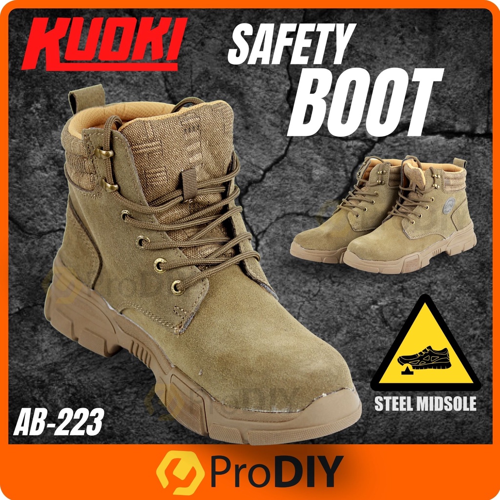 KUOKI Original Safety Boot Army Tactical Outdoor Hiking Hardware Shoes Steel Midsole Kasut Boot Kerja ( AB- 223 )