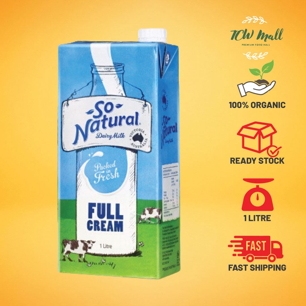 So Natural Full Cream Dairy Milk (100% Australian Dairy Milk) - 1 Litre ...