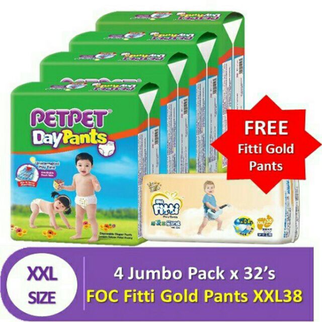 PETPET Daily Pants Jumbo Pack (4 Packs) Percuma Fitti Gold