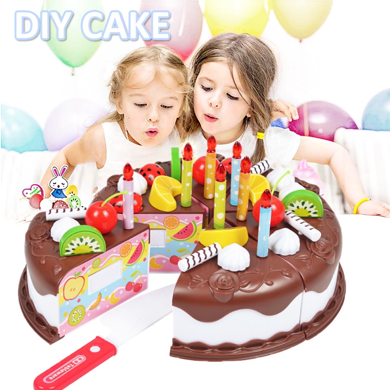 37pcs DIY Birthday Chocolate Fruit Cake Children Pretend Play