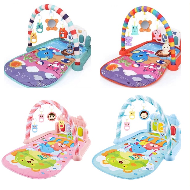 Newborn Kids Musical Play Gym Piano Toy Dino Toddler Activity Mat Music Playgym Playmat Tikar Bayi