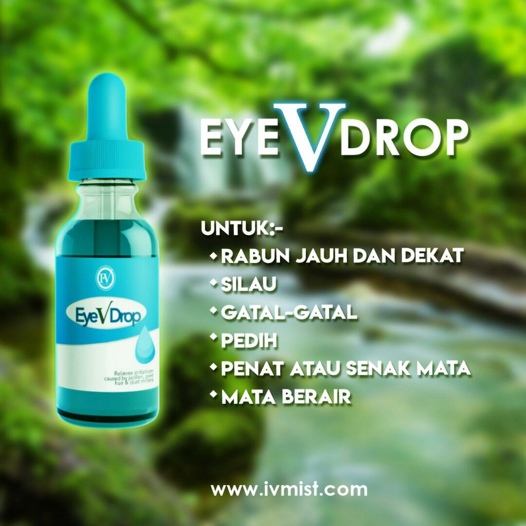 EYE V DROP & PENYEGAR MATA (10ml) RABUN  SILAU  GATAL  MATA BERAIR