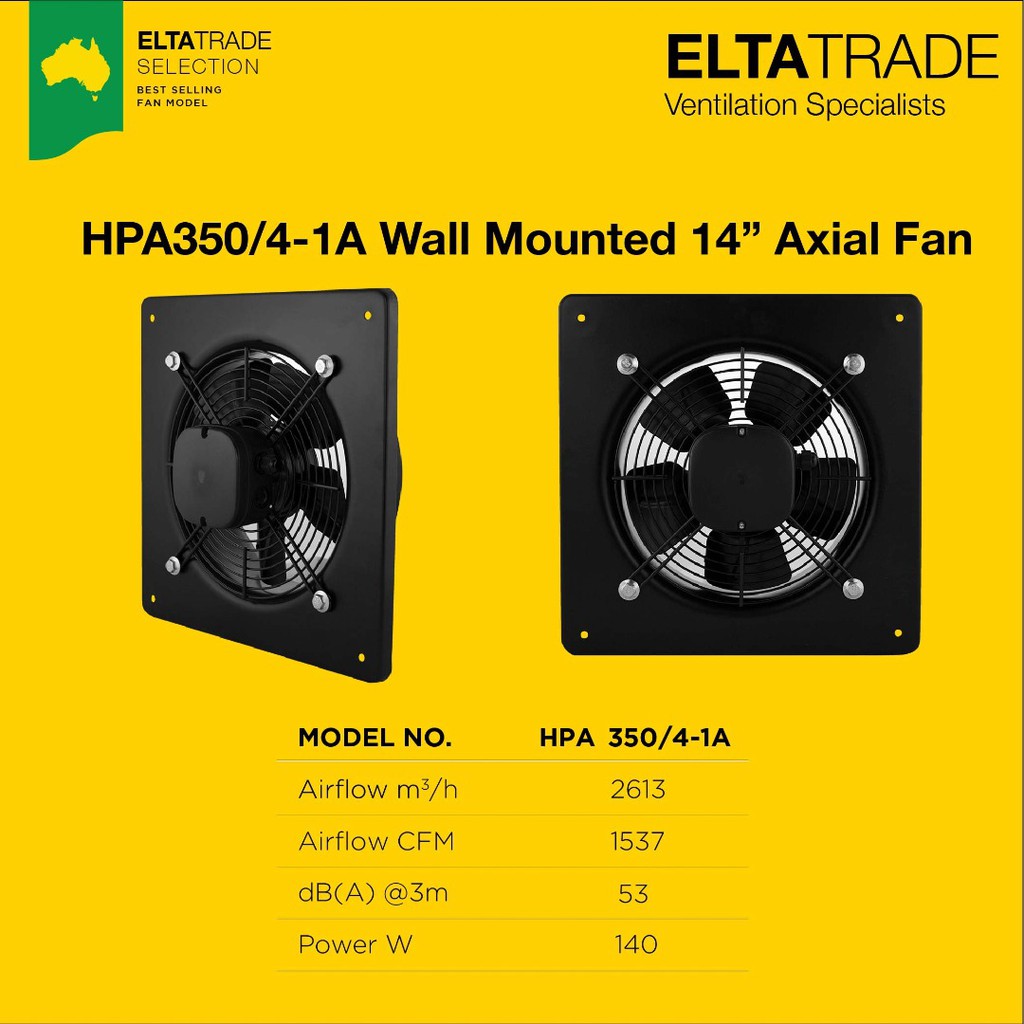 ELTA TRADE HPA350 14" Air Ventilation Fan / Exhaust Fan (Axial Fan