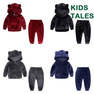 12M-8T Kids Tales Boys Girls 2Pcs Outfits Set Velvet Wings Hooded Tracksuit Top Sweatpants 
