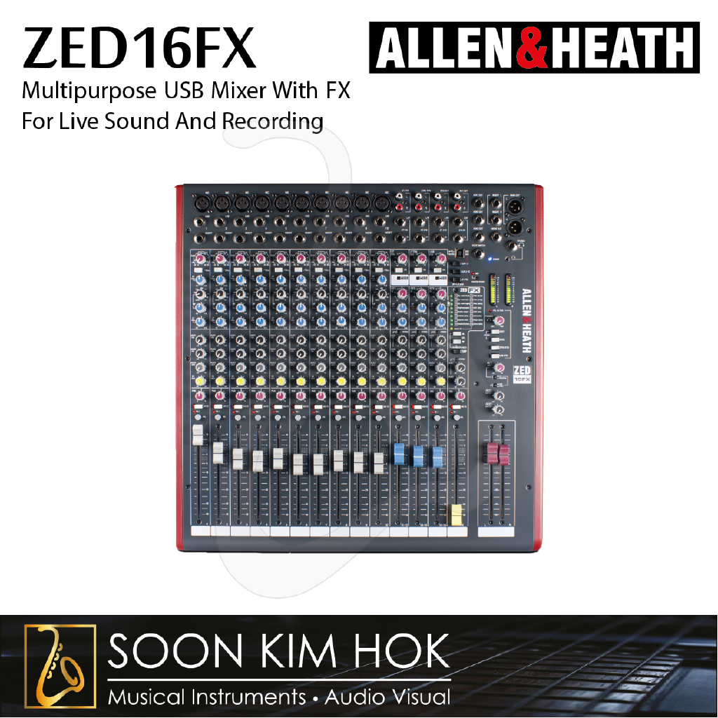 ALLEN & HEATH ZED16FX 16 Ch. Multipurpose USB Mixer (10 Mic/Line Inputs ...