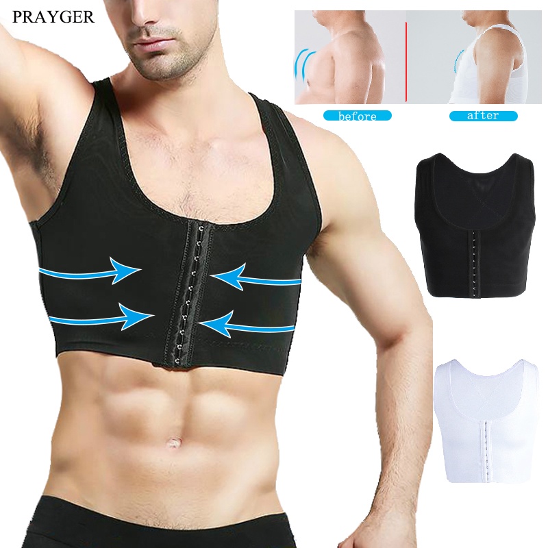 Men Gynecomastia Shaper Slimming Chest Corset Compression Body Building Sleeveless Tops Correct Posture