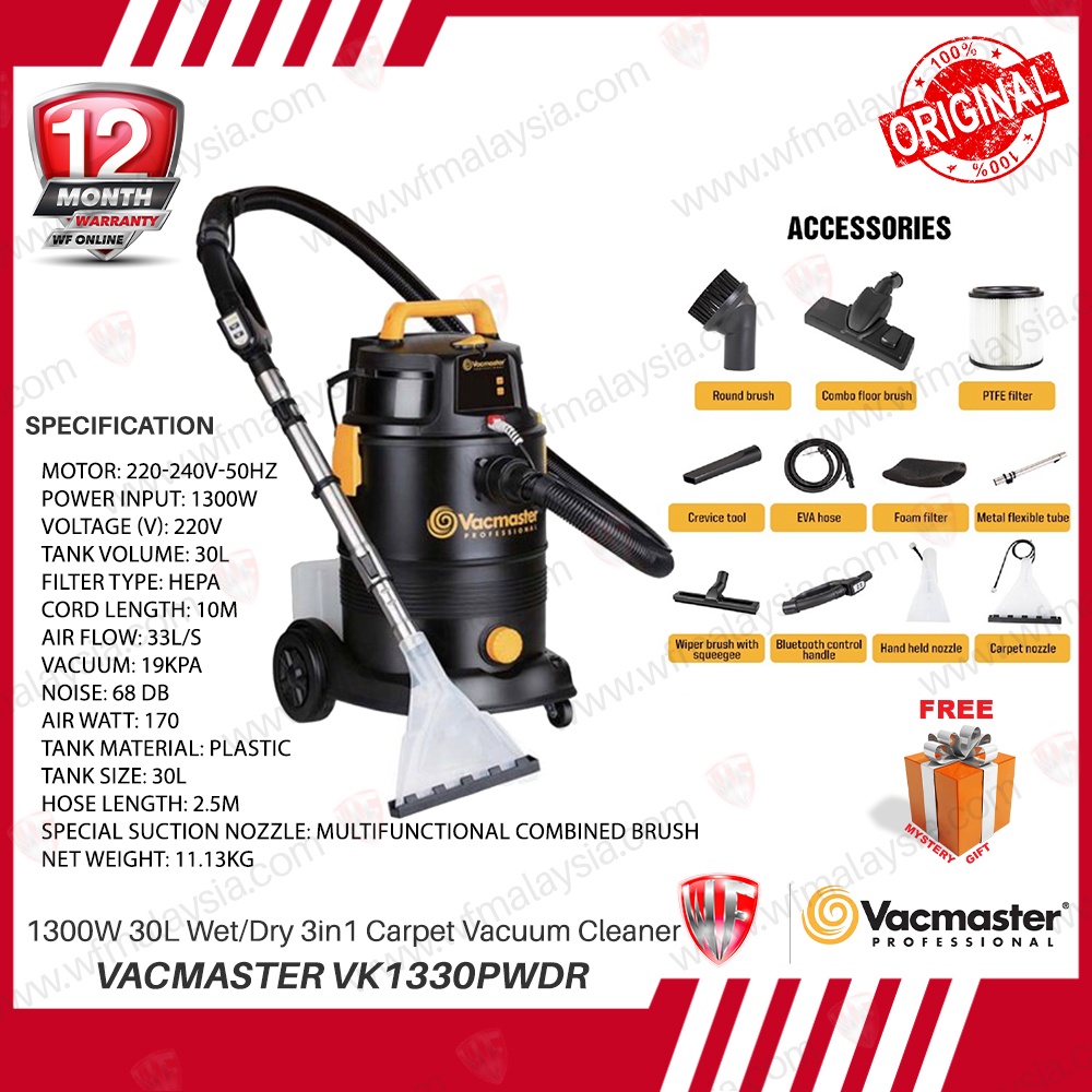 Vacmaster VK1330PWDR Industrial Grade 30L 3 IN 1 Wet & Dry Vacuum Spray