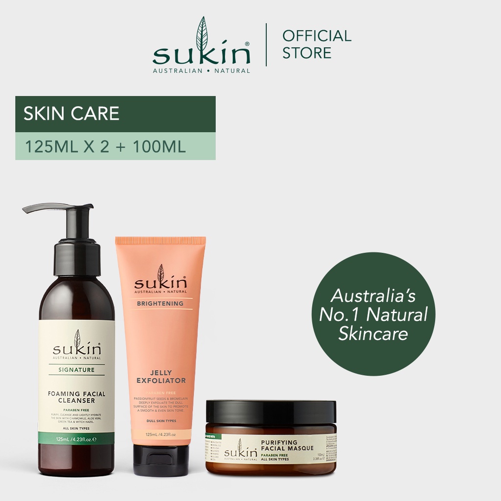 Sukin Foaming Facial Cleanser + Brightening Jelly Exfoliator (125ml