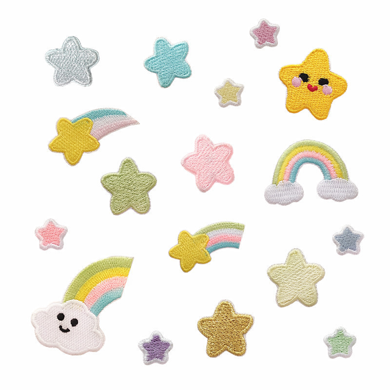 Embroidery processing custom cartoon rainbow cloth patch stickers affixed to children's clothing accessories accessories self-adhesive Embroidery spot