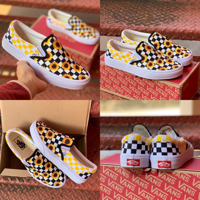 checkerboard sunflower vans
