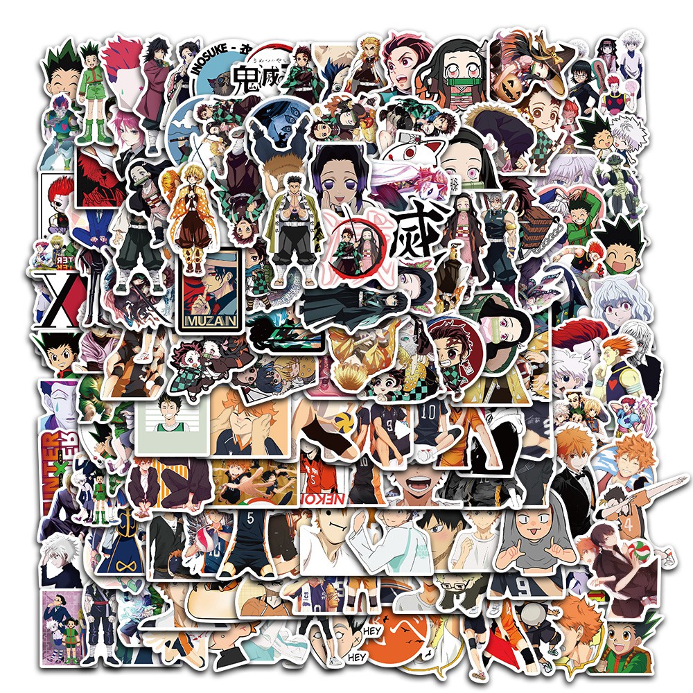 150pcs Anime Stickers Mixed Demon Slayer Stickers Hunter X Hunter Stickers Naruto Stickers Skateboard Stickers for Laptop Waterproof Stickers for Teens