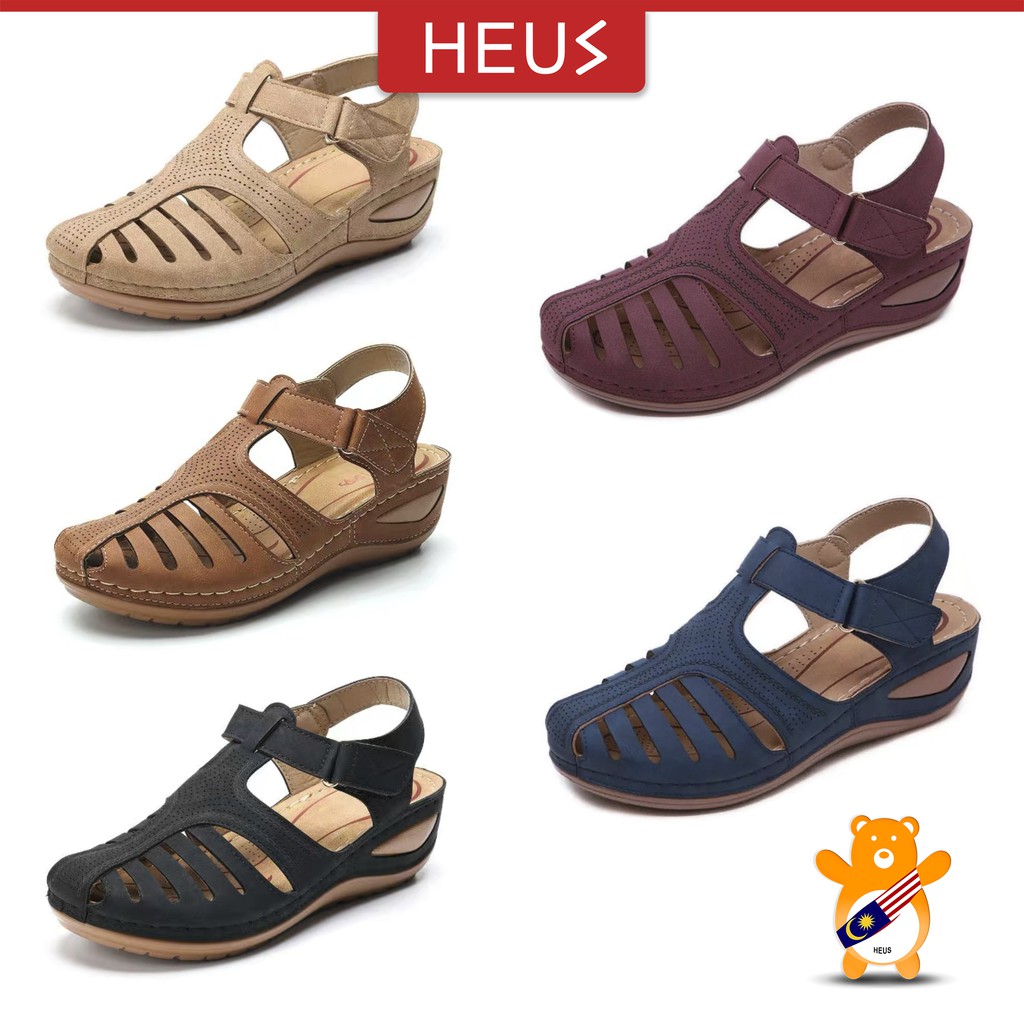 HEUS Searl Flat Wedge Sandals (Ready Stock) | Shopee Malaysia