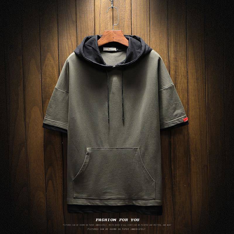 mens half sleeve hoodie