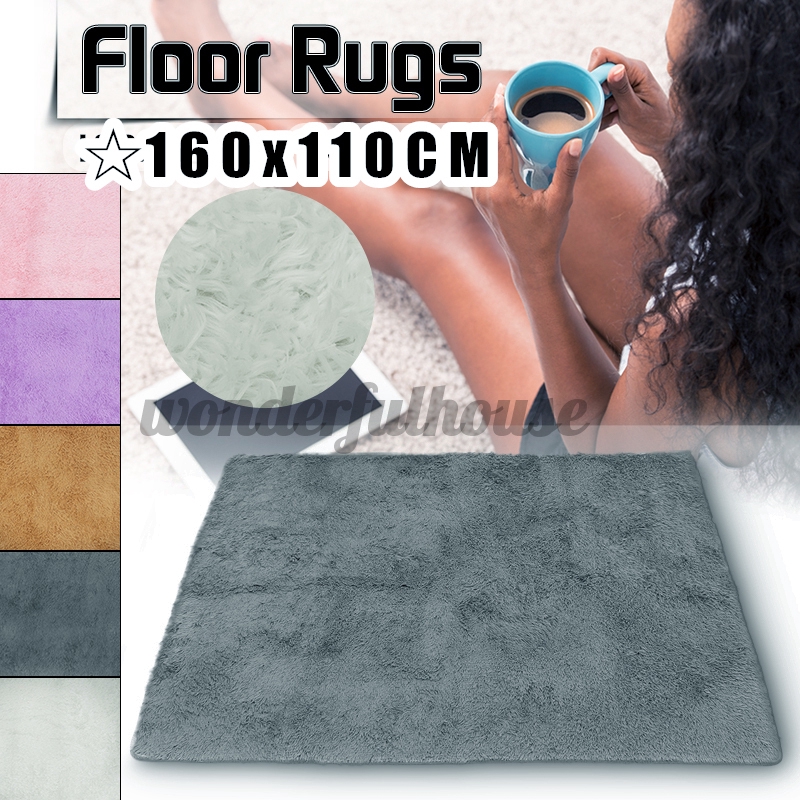 Wh Soft Grey Bedroom Shaggy Rugs Fluffy Warm Easy Clean Charcoal Living Room Rugs Shopee Malaysia