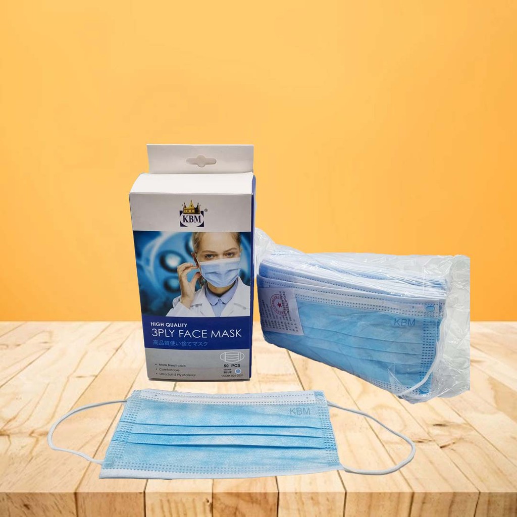 (SIRIM Certified) 50PCS KBM 3 PLY Blue Face Mask | Shopee Malaysia