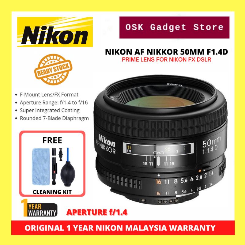 Nikon AF Nikkor 50mm f/1.4D Prime Lens For Nikon FX DSLR Camera 1