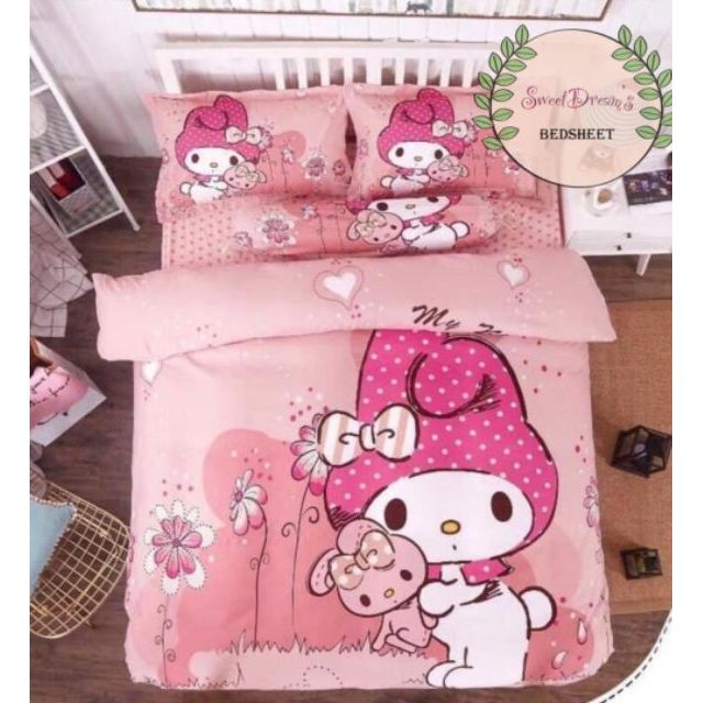 Melody Hello Kitty Bedsheet With Comforter 5in1 Set For King Queen