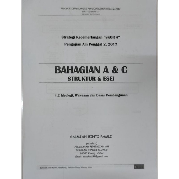 Buy [ready Stock] Nota Pengajian Am Penggal 2 Bahagian A Bandc Stpm Sem 2