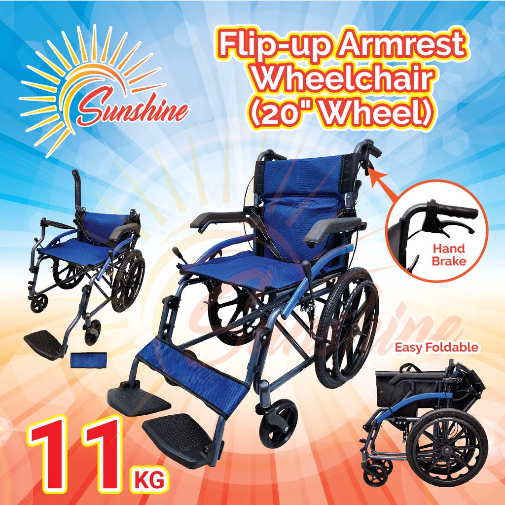 Flipup Armrest Wheelchair ( 20" Wheel ) Blue Shopee Malaysia