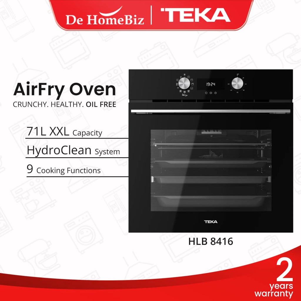 TEKA HLB 8416 Airfry BuiltIn Oven with Hydroclean System 9 Cooking Functions 71L (Black