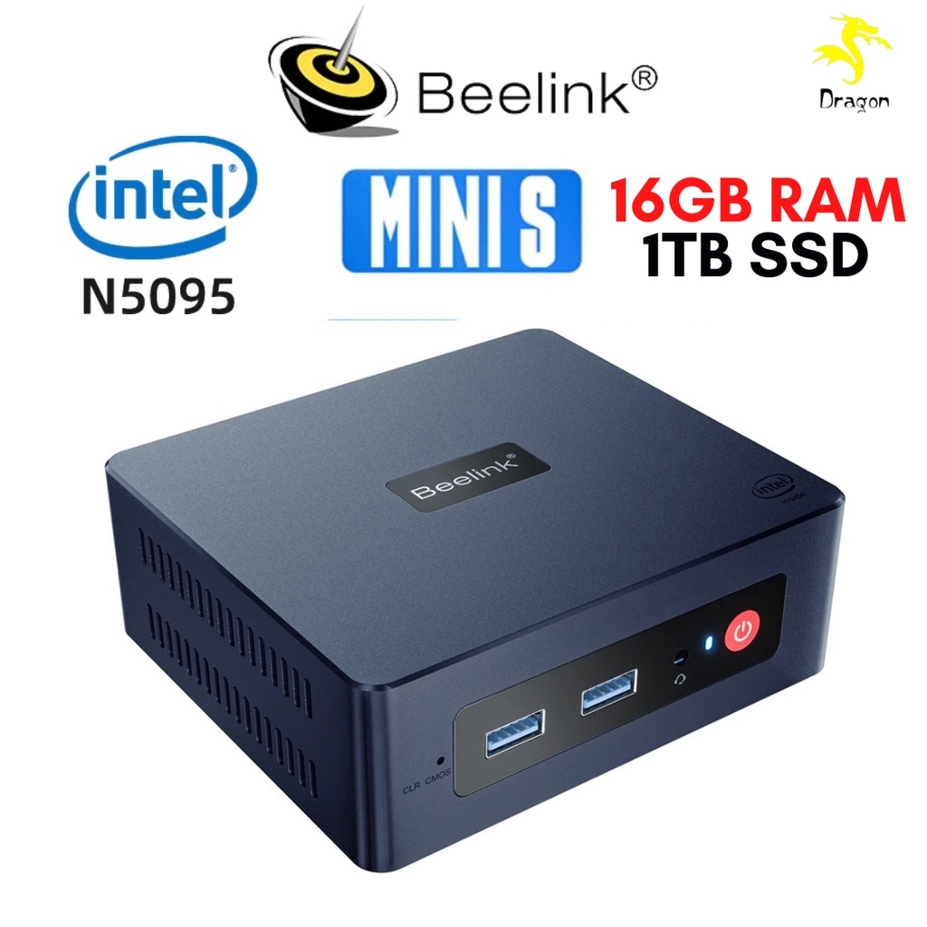 Beelink Mini S Windows Mini PC 16GB RAM 1TB SSD Intel N5095 Windows 11 ...