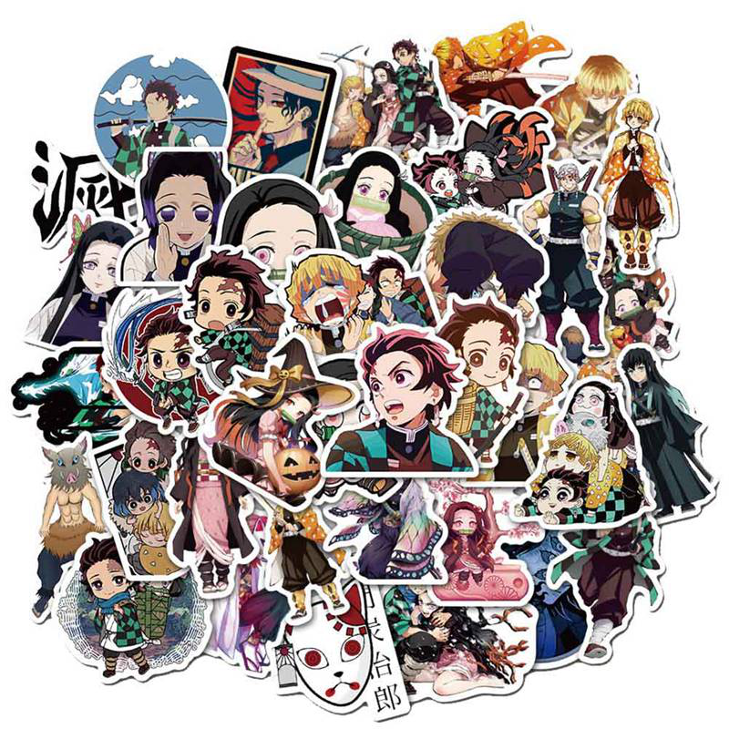 50pcs demon slayer kimetsu no yaiba anime sticker