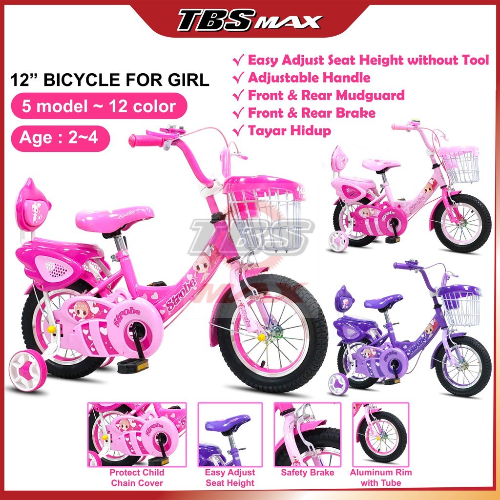 Saiz 12" Basikal Budak Perempuan / 12" Kids Bicycle Girl / Basikal