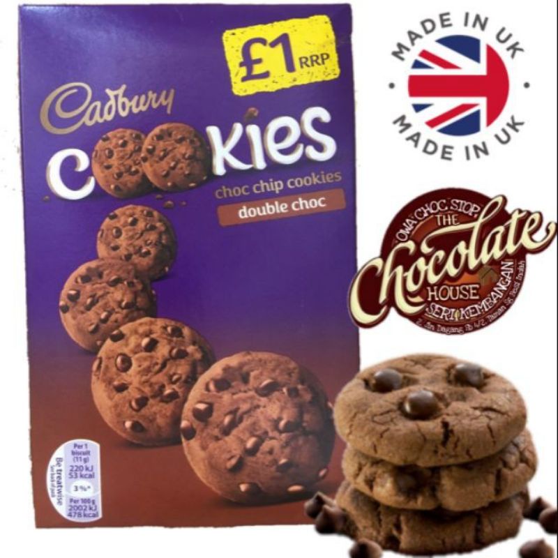 Cadbury Choc Chip Cookies Double Choco 150g Shopee Malaysia