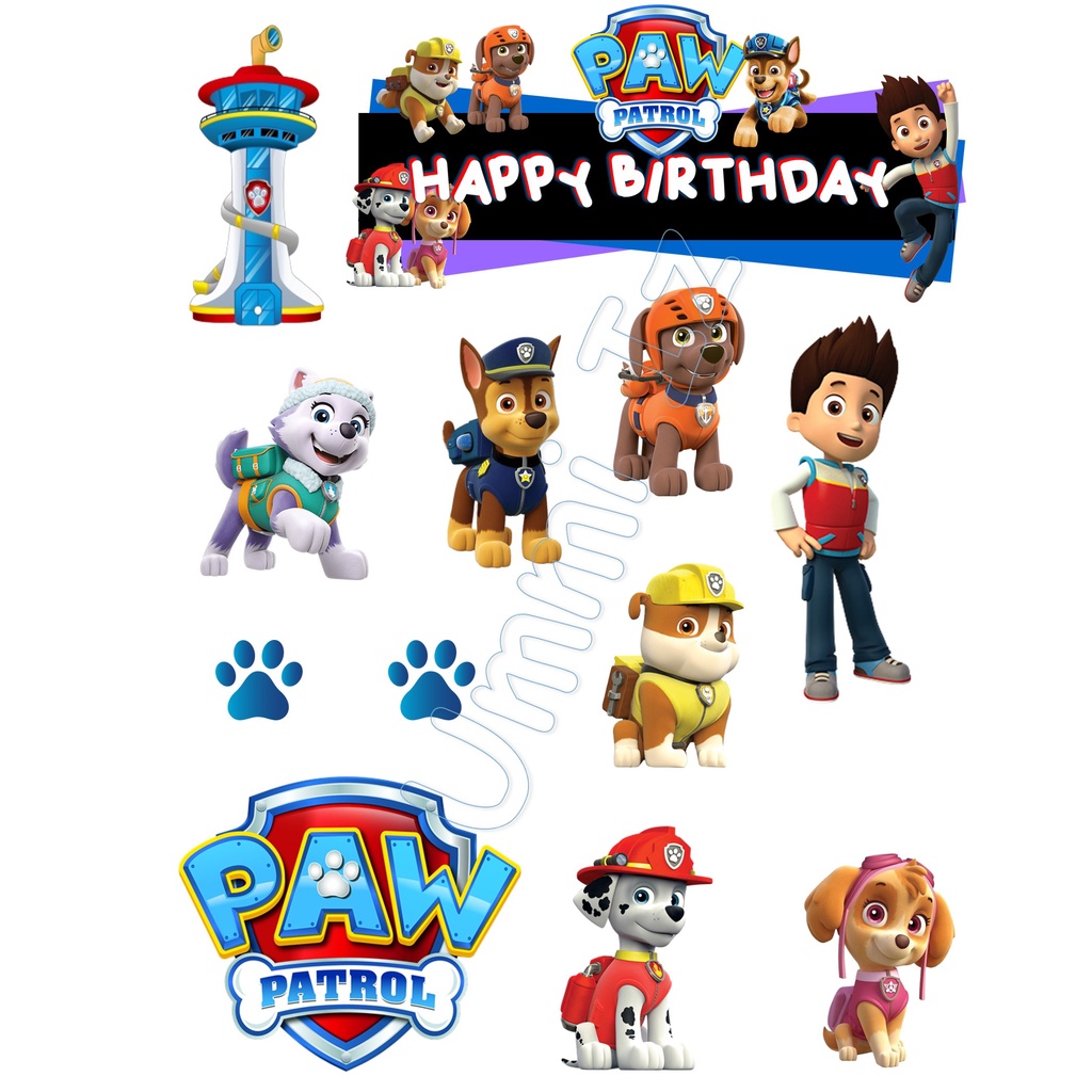 Happy Birthday Topper Cake POW PATROL (CUSTOM NAME) | Shopee Malaysia