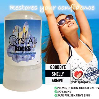 Crystal Rocks Tawas Deodorant/Natural Deodorant/Tawas Ketiak Prevents Body Odour All Day 60g and 120g