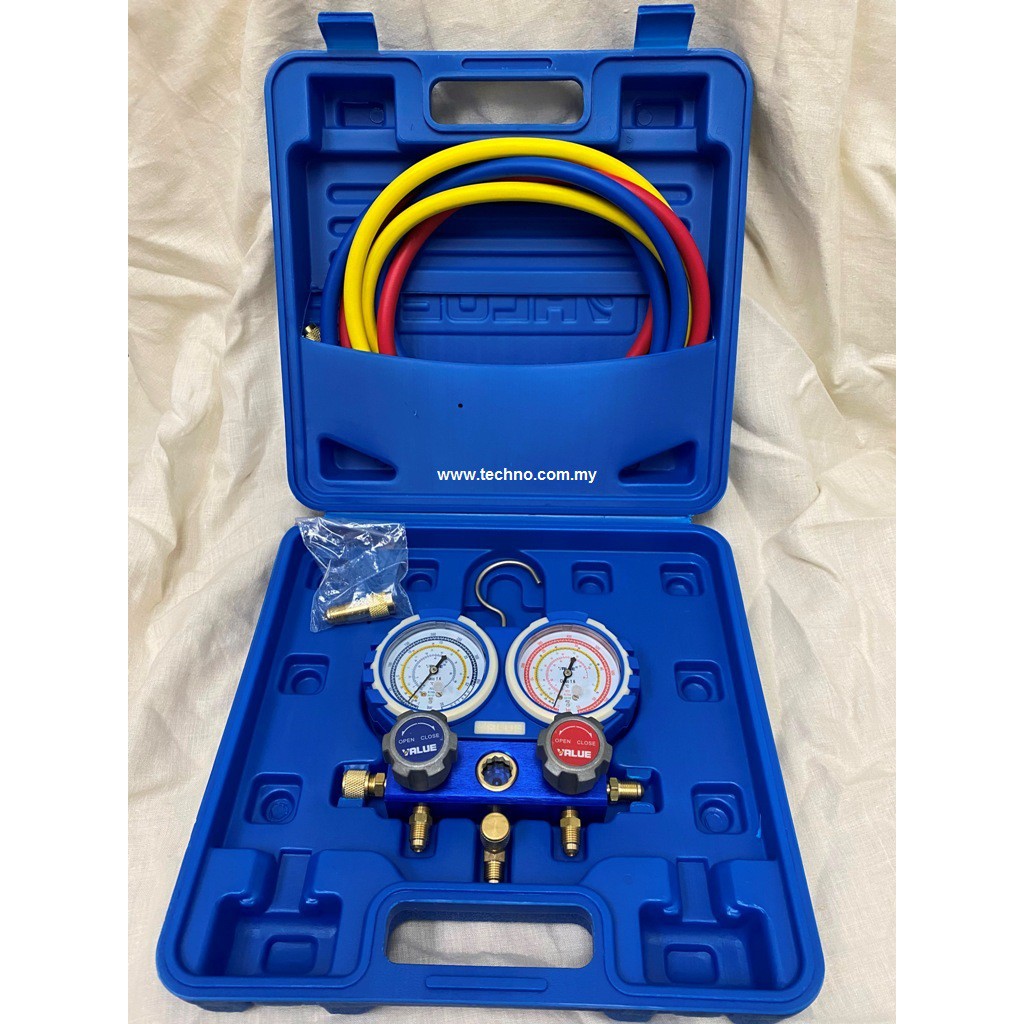 VALUE Air-Cond Dual Manifold Gauge Set R410a, R32, R22, R134a (VMG-2 ...