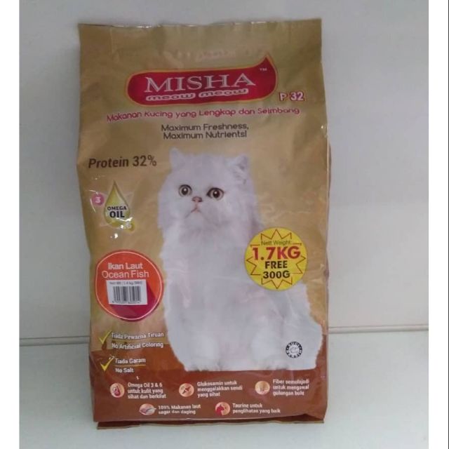 Misha cat food ocean 1.4kg percuma 300g total 1.7kg ( makanan 