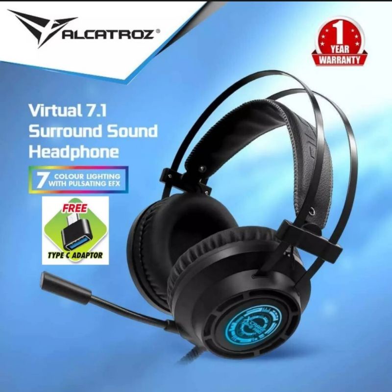 ALCATROZ XCRAFT HP5 PRO 7.1 SURROUND GAMING HEADSET WITH MIC ( free
