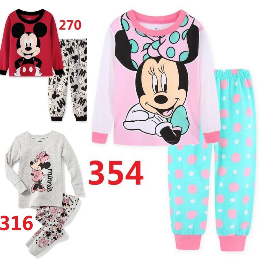 Girl Pyjamas Minnie Mouse Baju Tidur Budak Mickey Mouse Pyjamas Kids 2y 7y Ready Stock Shopee Malaysia