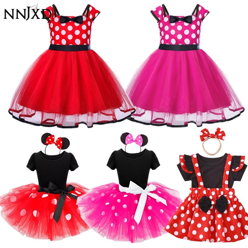 NNJXD Fancy Red Minnie Dress for Baby Girls Dress Casual Polka Dot Tutu Dress Birthday Party Dress