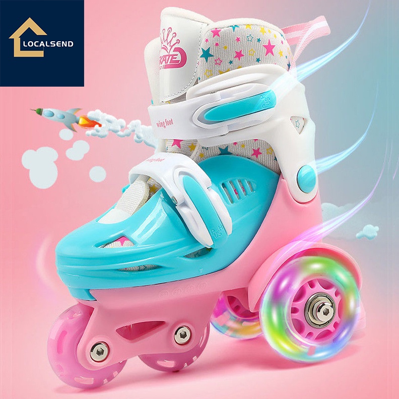 KIDS Roller Skate Kids Kasut Roda Kanak Kanak Children Ice Skating Blades Shoes Roller Wheel Shoes New 2023