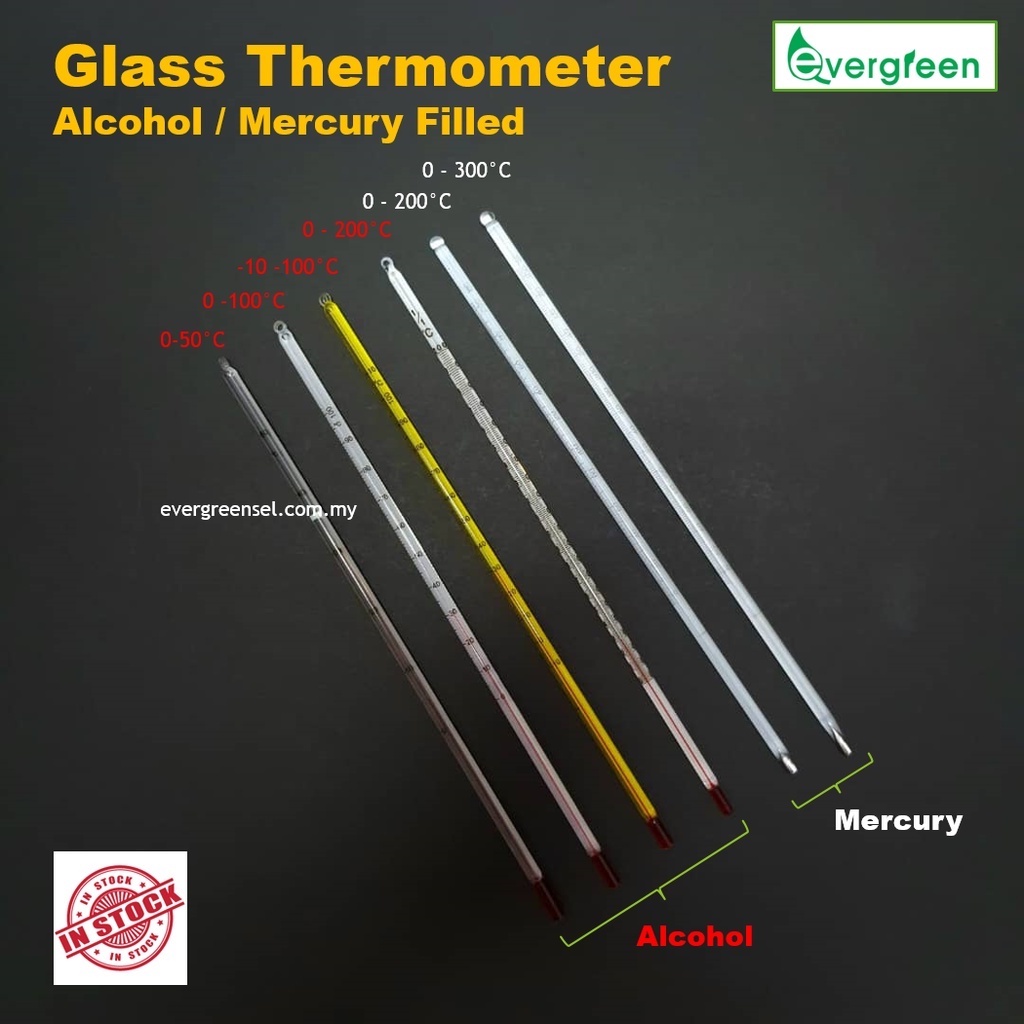 ( Promo ) Alcohol/Mercury Filled Glass Thermometer in various range