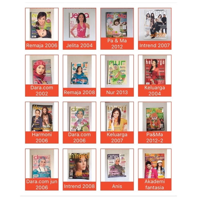 Old magazine Majalah lama Jelita/Remaja/Intrend/Pa&Ma/Nur/Dara.com - preloved item