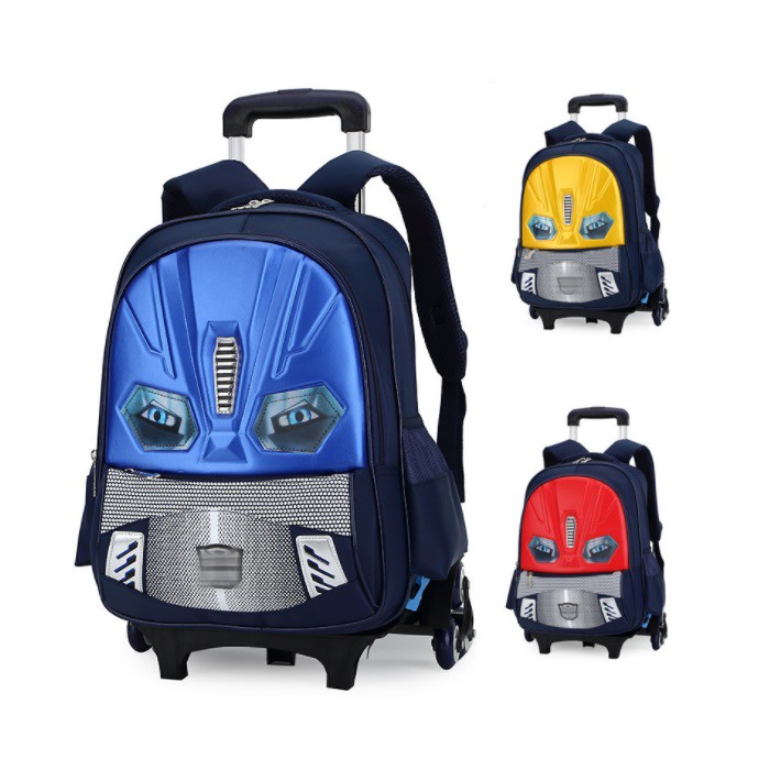 Robot Student Backpack Trolley Bag Kids School Bag (6 Wheels or 2 ...