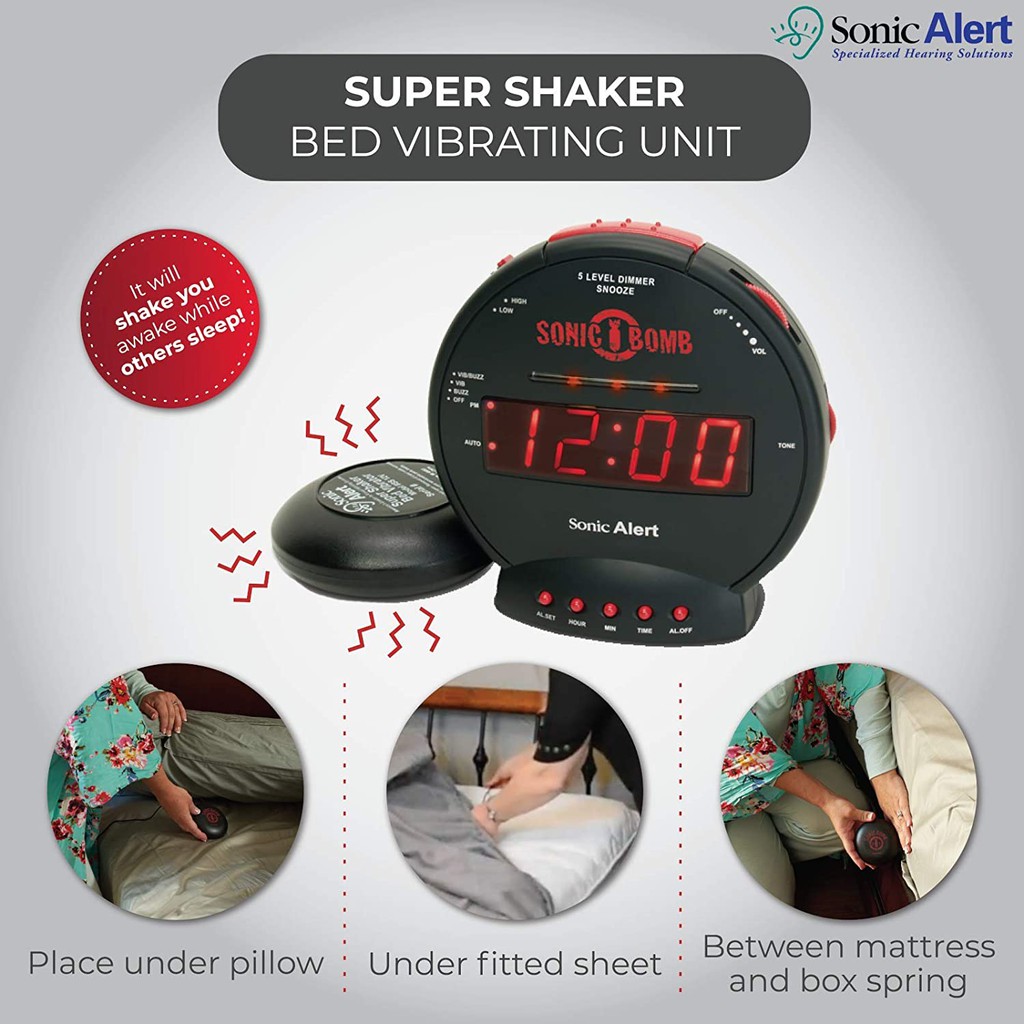 Worlds Loudest Alarm Clock Bom Screaming Loud Sleep Plus Bed Shaker 