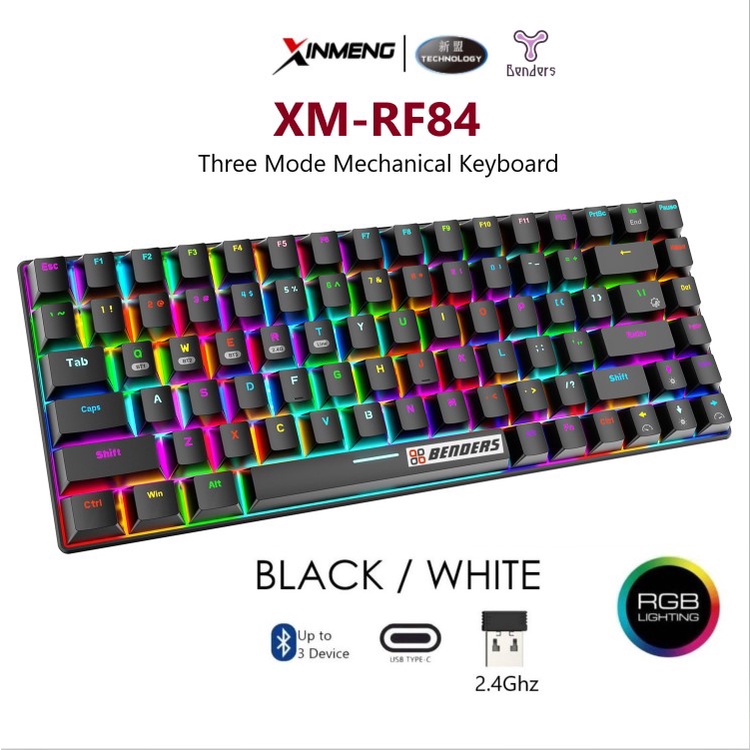 XINMENG Technology RF84 RGB Three Mode 84 Keys Mechanical Keyboard ...