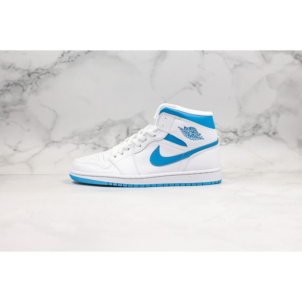 white and light blue jordan 1